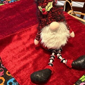 Charming Holiday Gnome with Red and Black Accents